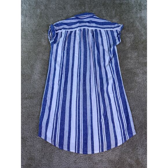 Old Navy Womens Blue/White Striped Mini Dress Linen Blend Sz Small Vacation E132 - Picture 3 of 10
